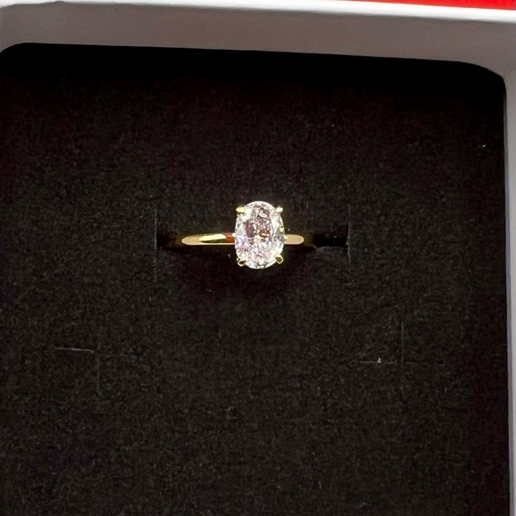 NIB 925 Sterling Silver 14K Gold Plated & 1 CT Zircon Ring Size 8 - Picture 12 of 16